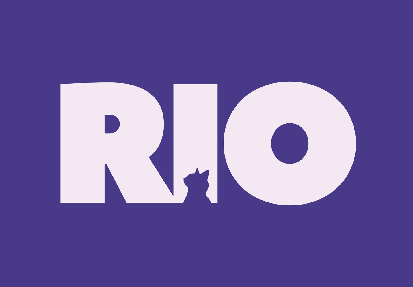 The Rio logo — RIO in bold letters with Rio the cat sitting at the foot of the I